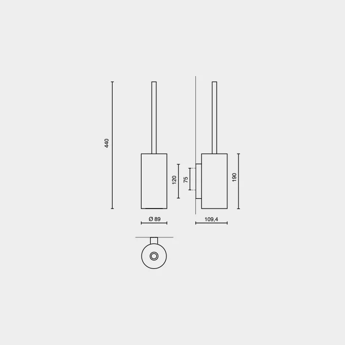 Linea Premium Brushed Stainless Steel Wall-Mounted Toilet Brush - Image 3