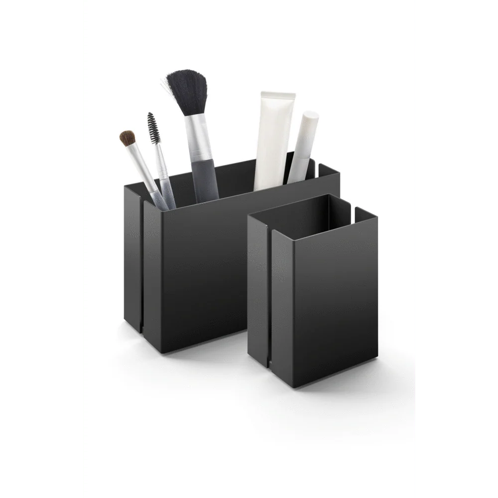 Potes 15 cm Black Stainless Steel Makeup Utensil Box 40535 - Image 3