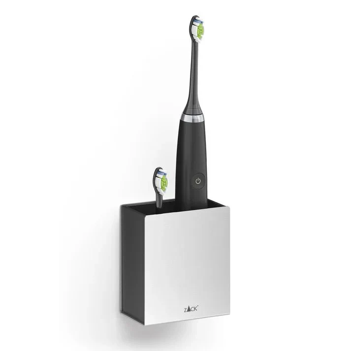 Potes Premium Brushed Stainless Steel Toothbrush Holder - Wall-Mounted Electric Brush Organiser