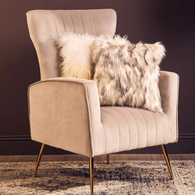 Zamora Mink Velvet Accent Chair With Gold Finish Legs - Image 5