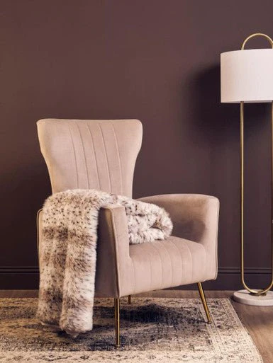 Zamora Mink Velvet Accent Chair With Gold Finish Legs - Image 6