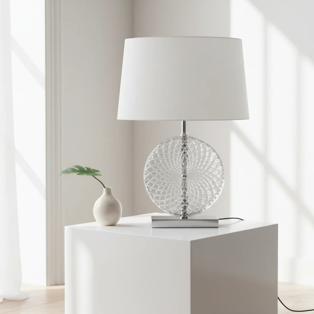 Zarni Glass And Brushed Chrome Table Lamp - Image 4