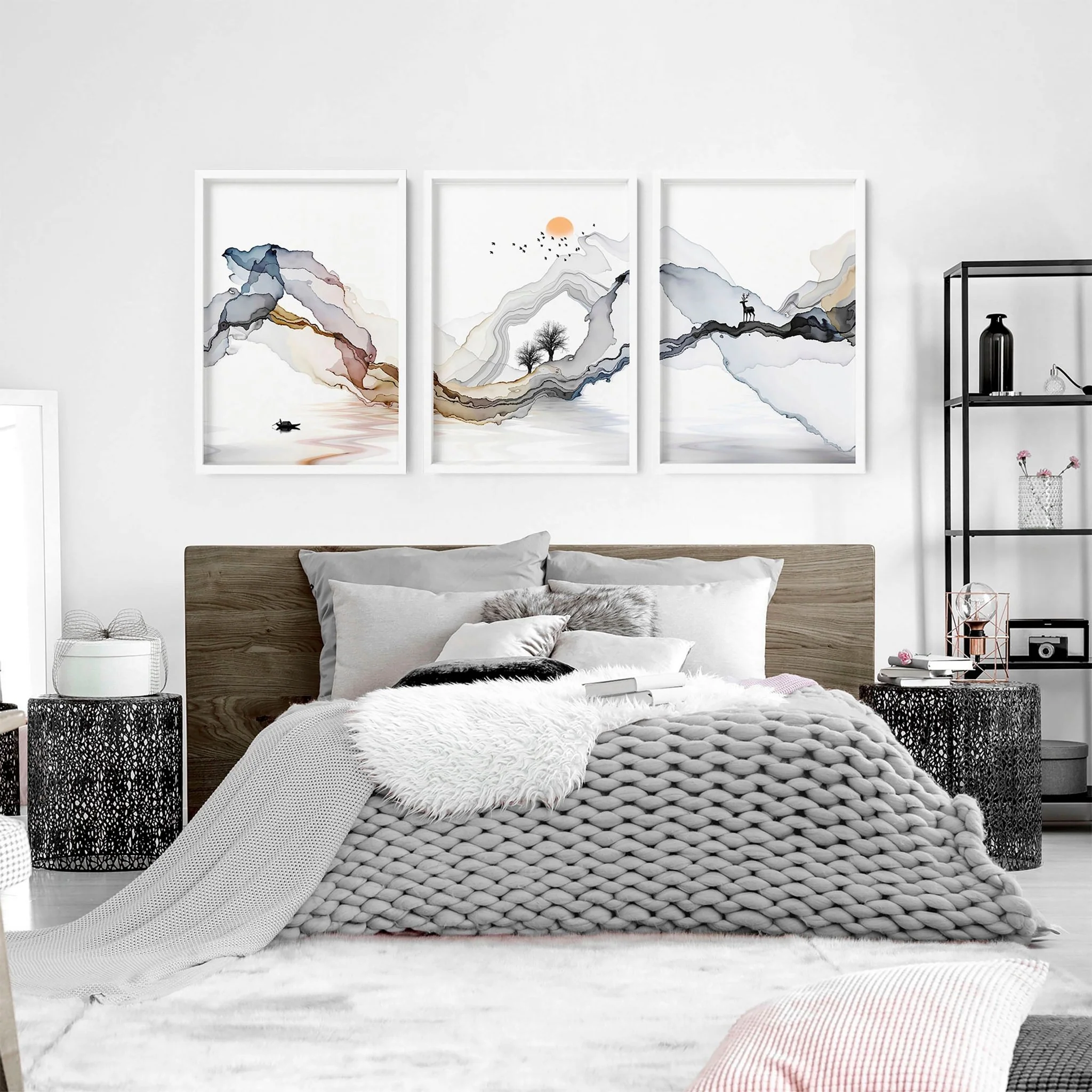 Zen bedroom decor | set of 3 Japanese wall art - Image 2