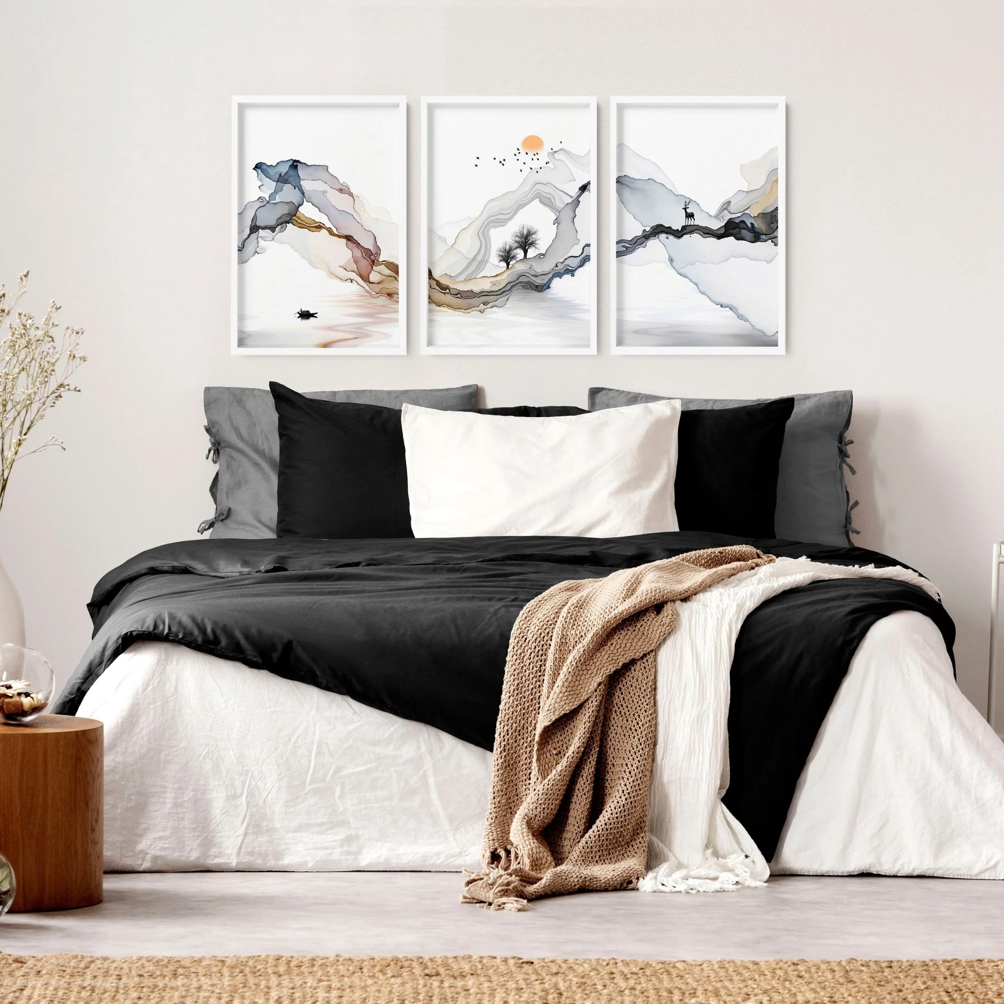 Zen bedroom decor | set of 3 Japanese wall art - Image 7