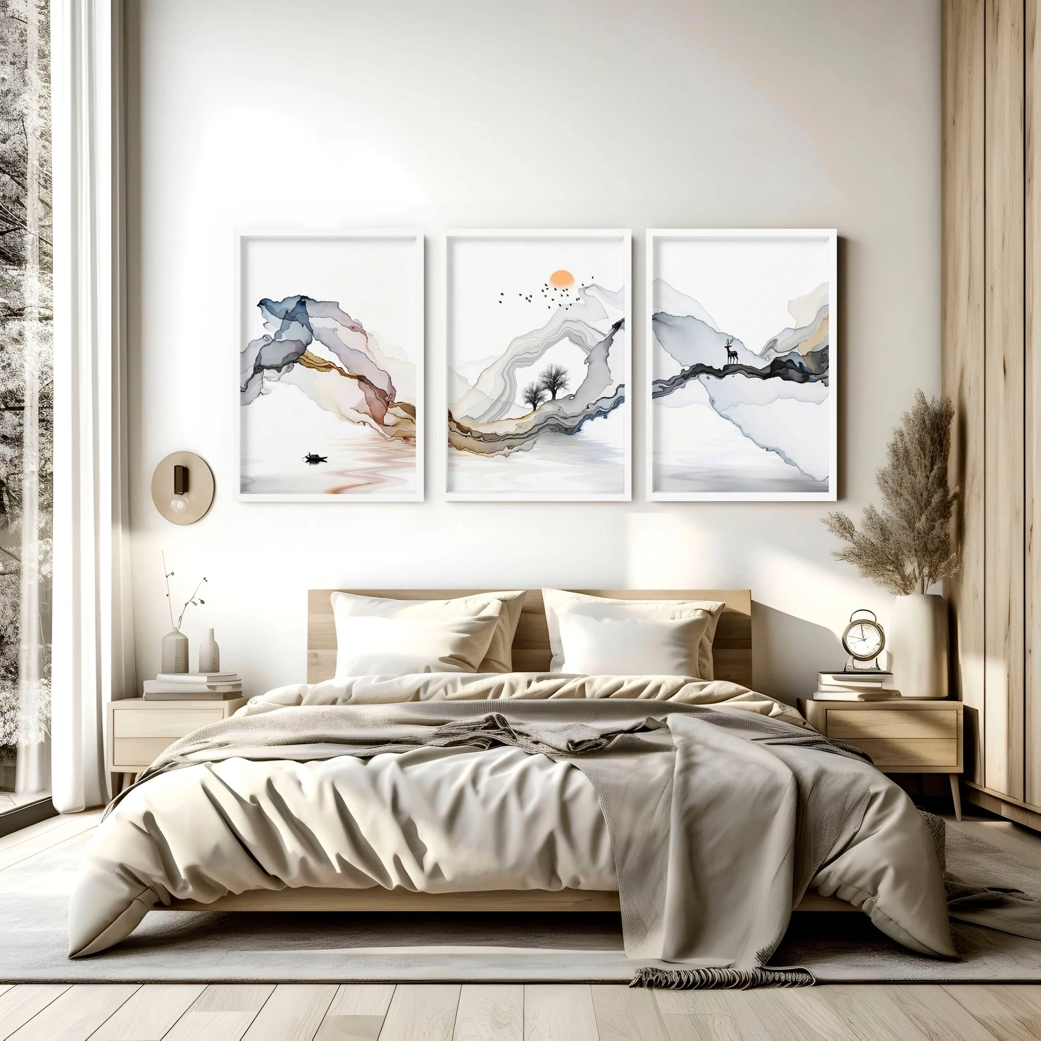 Zen bedroom decor | set of 3 Japanese wall art - Image 8