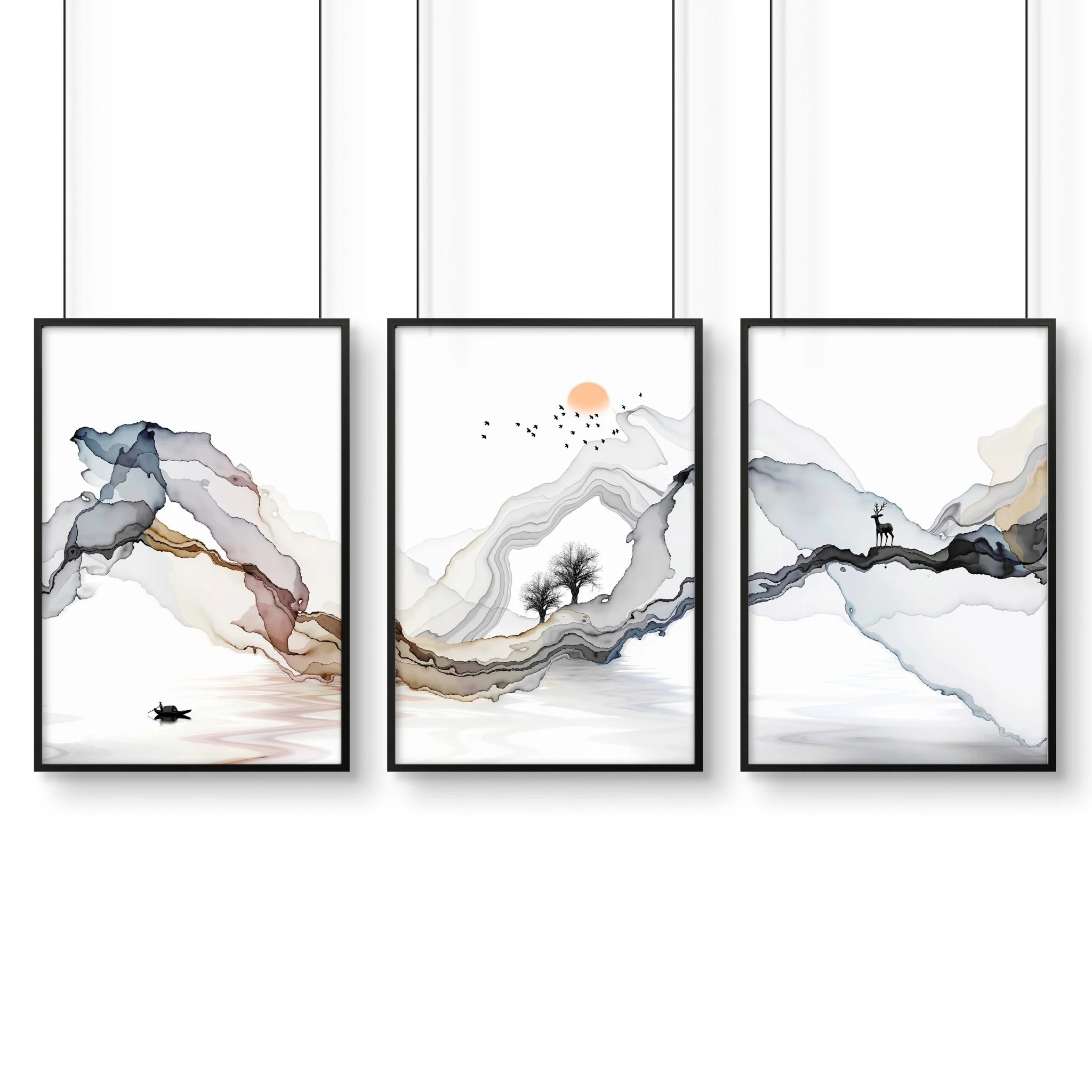 Zen bedroom decor | set of 3 Japanese wall art - Image 9